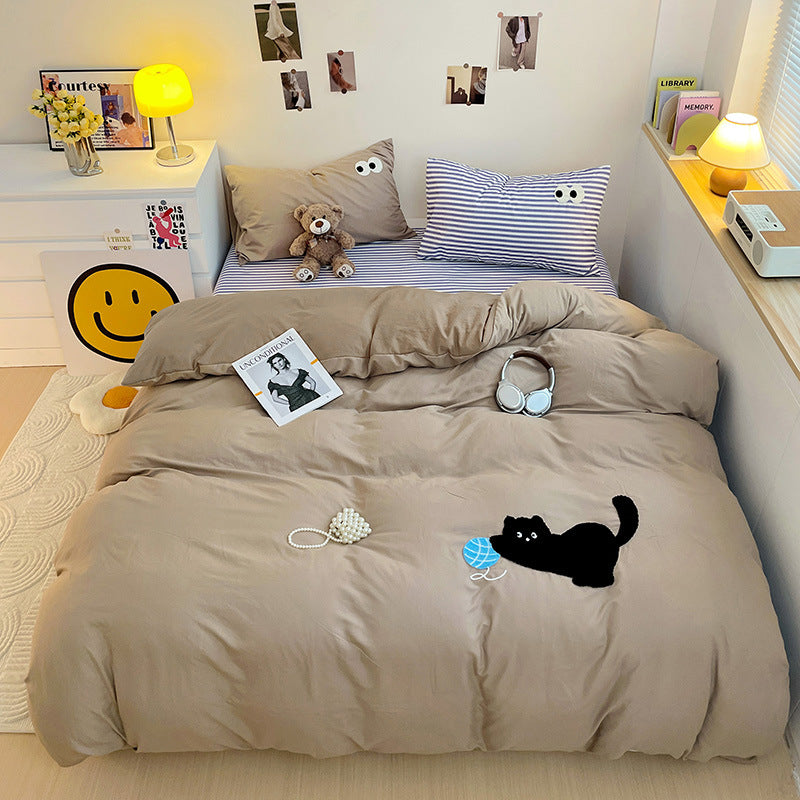 Cute Cat Bedding Set With Cotton Sheets And Quilt Covers  BS0005