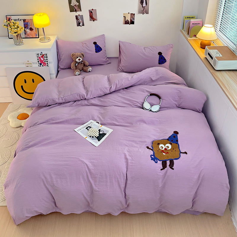 Cotton Cute  Purple Bedding Set With Sheets And Quilt Covers  BS0007