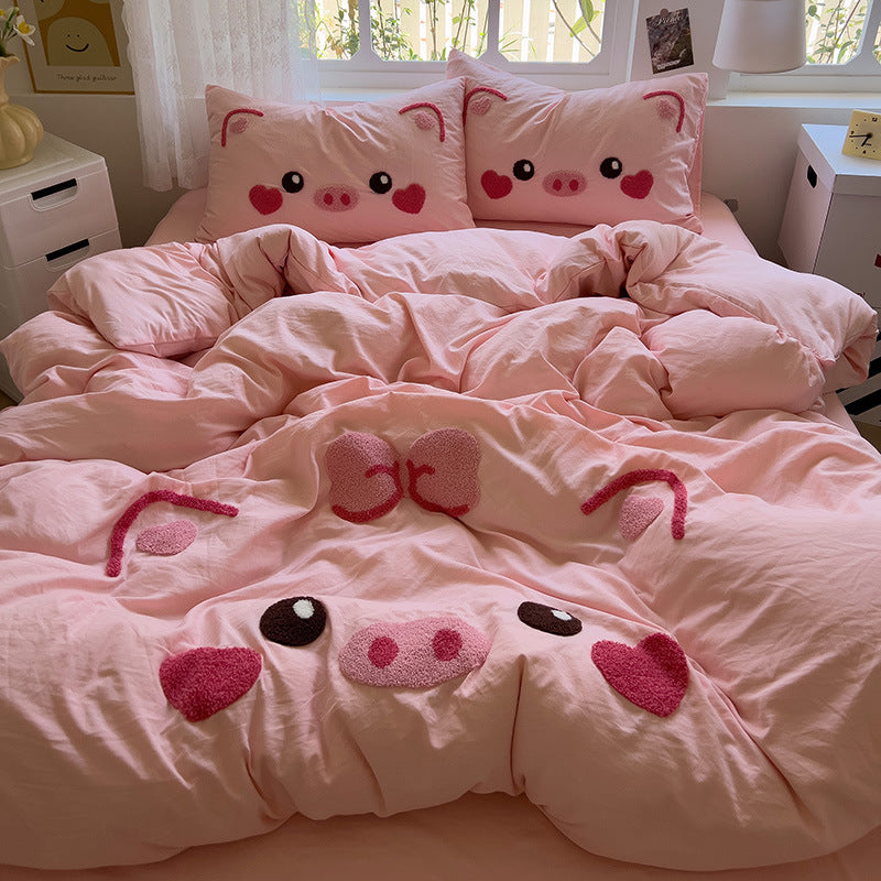 Cute Pig Bedding Set With Cotton Sheets And Quilt Covers  BS0003