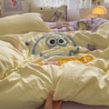 Cartoon Cotton Bedding  4pcs  Set Duvet Cover Bed Sheet   Pillowcase Set for Students  BS0009