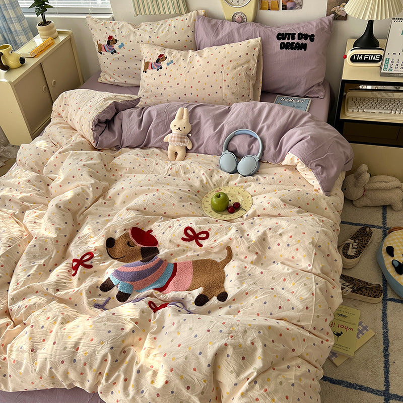 Solid Color Cartoon Cute Bedding Set BS0001
